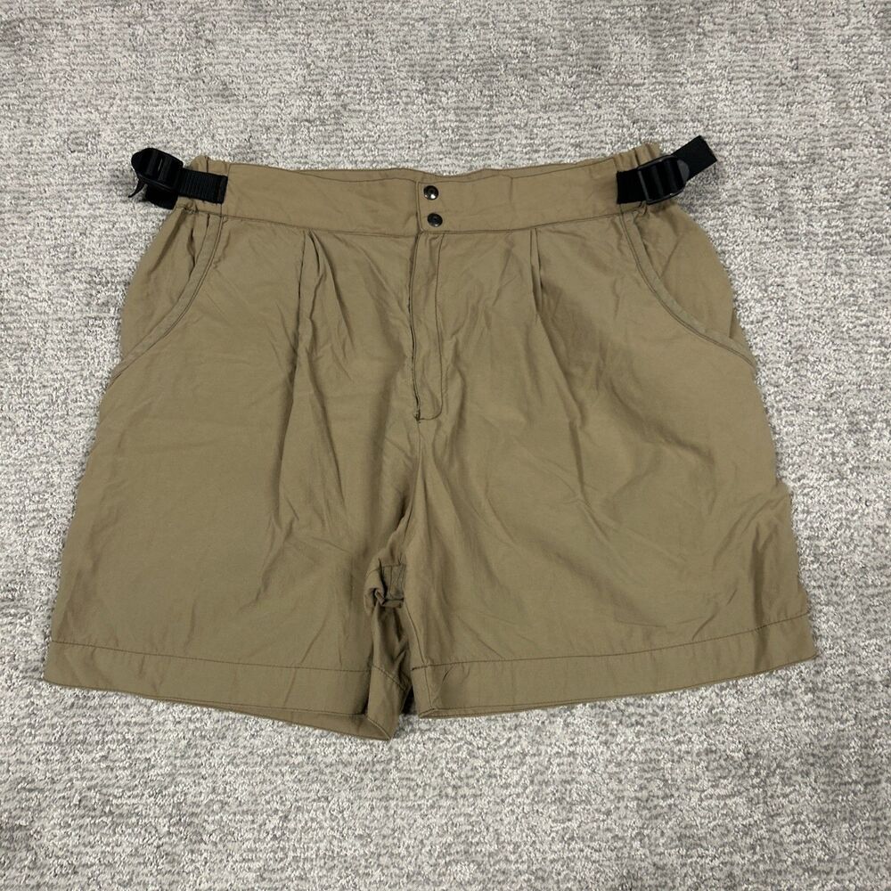 Rail Riders Shorts Men’s Medium Khaki Tan Nylon Pockets Belted Hiking Outdoors